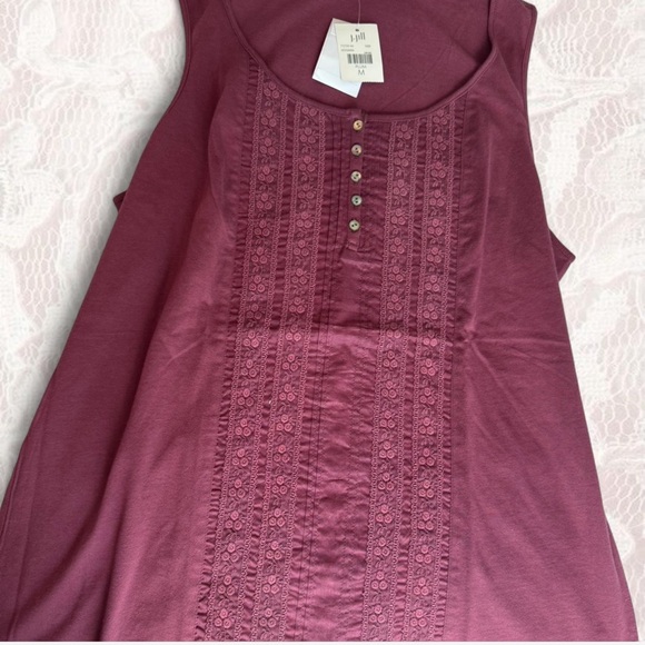 New with tags, J Jill Maroon Lace Plum Tank Top, Medium - Picture 1 of 5